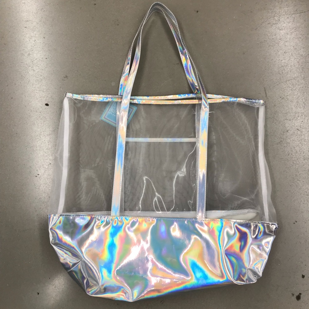 NWT beach bag tote handbag purse holographic 39$